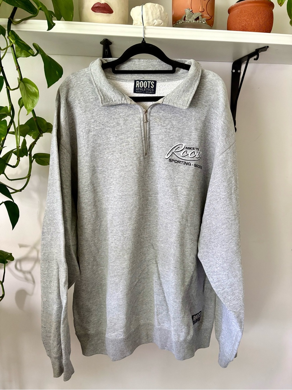 Roots Light Gray Quarter-Zip Sweatshirt